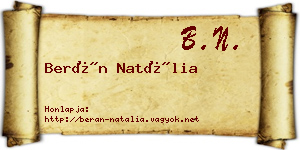 Berán Natália névjegykártya